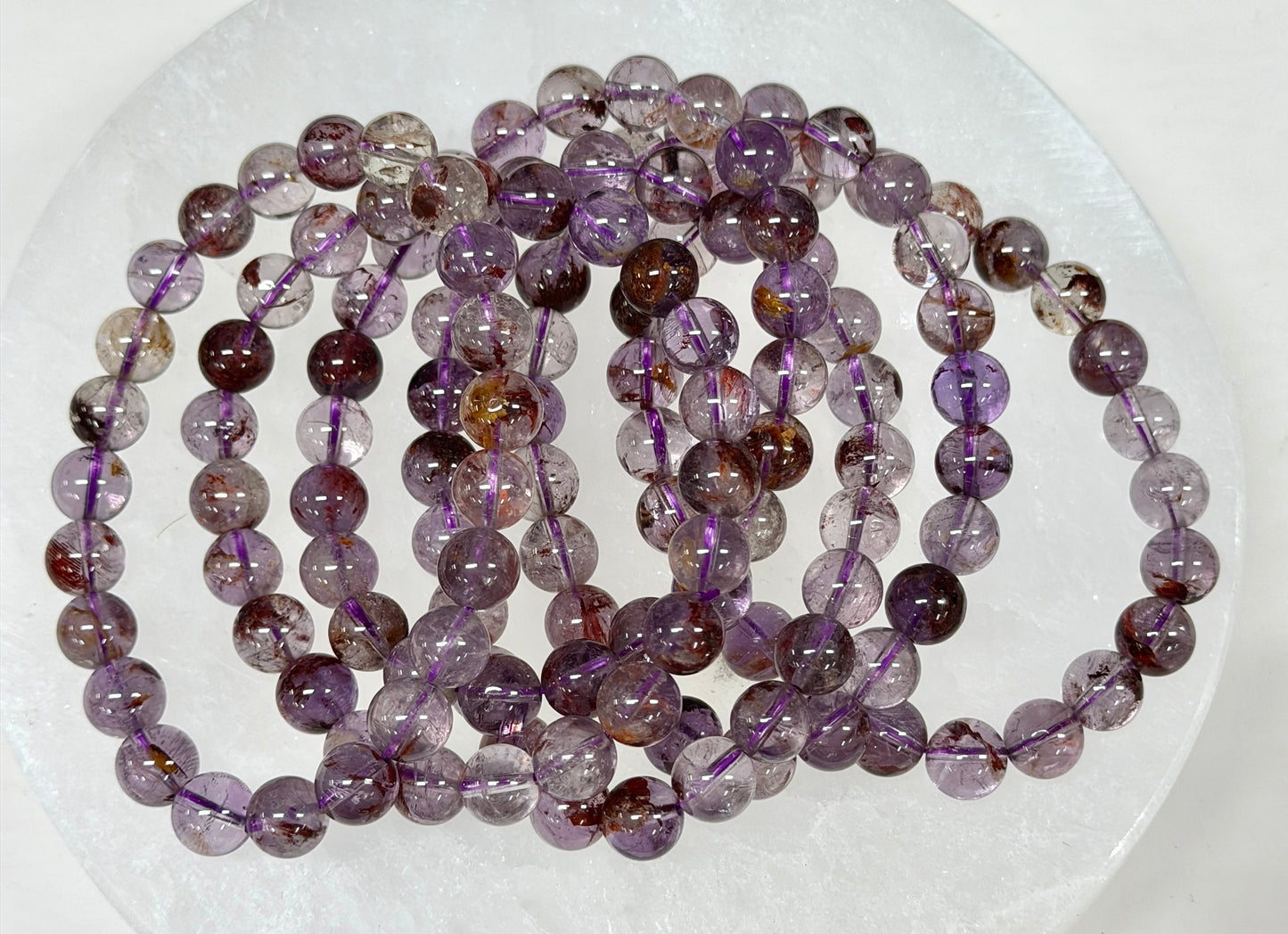Wholesale 6 Pcs Natural Super Seven 10mm 8” Crystal Healing Stretch Bracelet