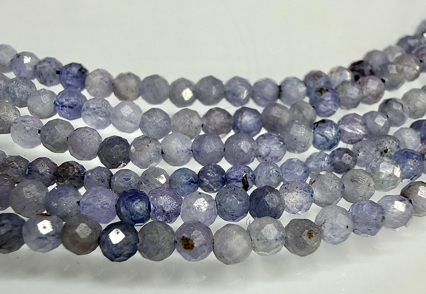 6 PCs 2mm Faceted Natural Tanzanite Necklace Stainless Steel Finding
