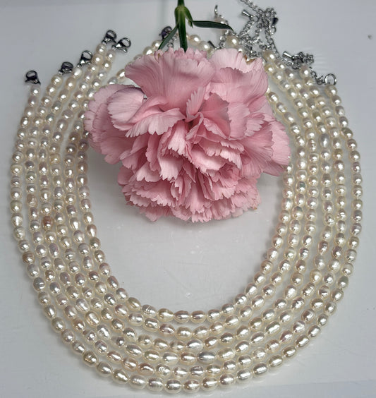 6 PCs 6 pcs ~5mm Natural Freshwater Pearl Necklace Healing Energy