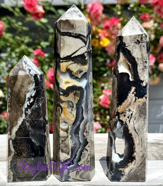 Wholesale Lot 3-4pcs large Natural Volcano Agate Obelisk Tower Point Crystal Healing