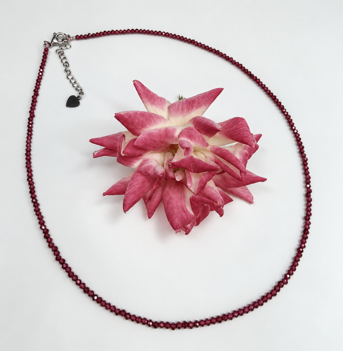 6 PCs 2mm Natural Garnet Necklaces w Stainless Steel Findings