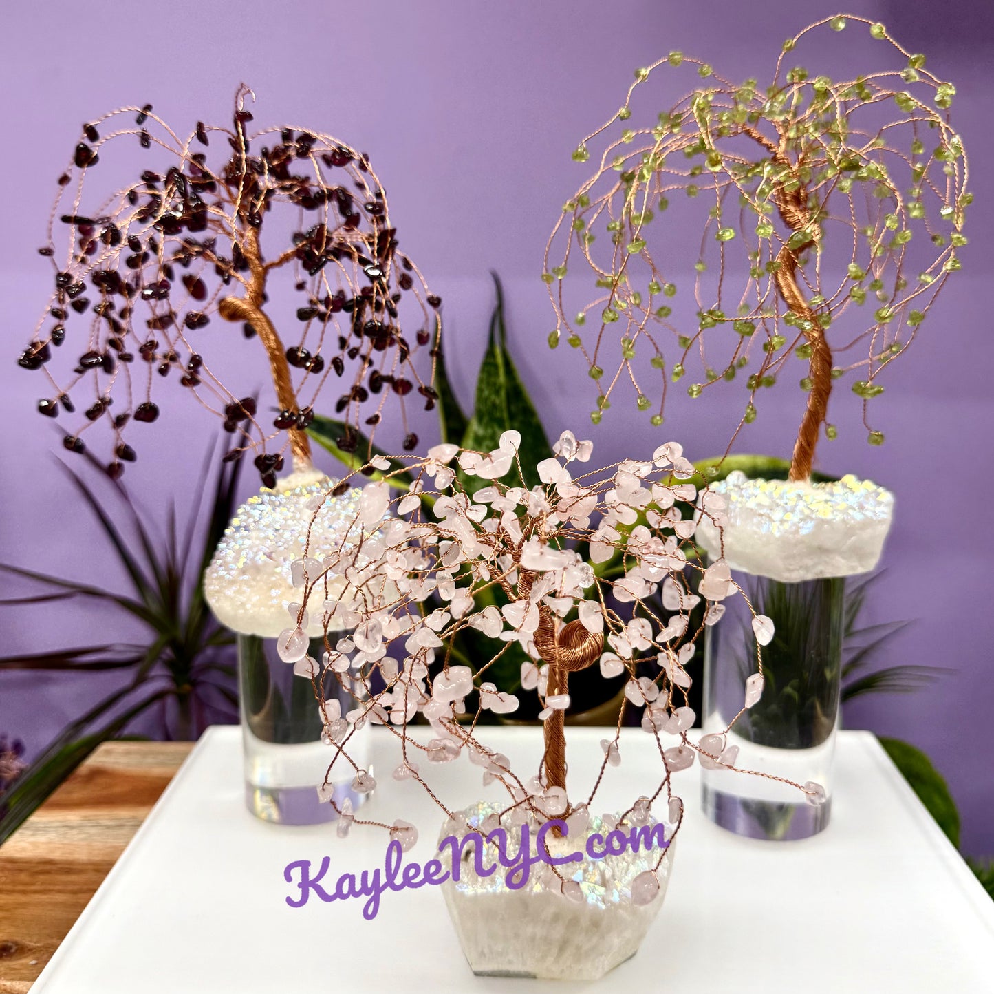 Wholesale Lot 3 Pcs Weeping Willow Tree with Angel Aura Base Crystal Healing Energy