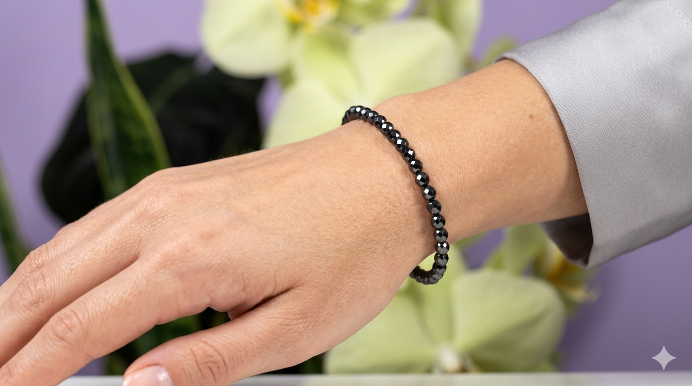 6 PCs 4mm Natural Faceted Hematite Faceted Bracelet 7.5”