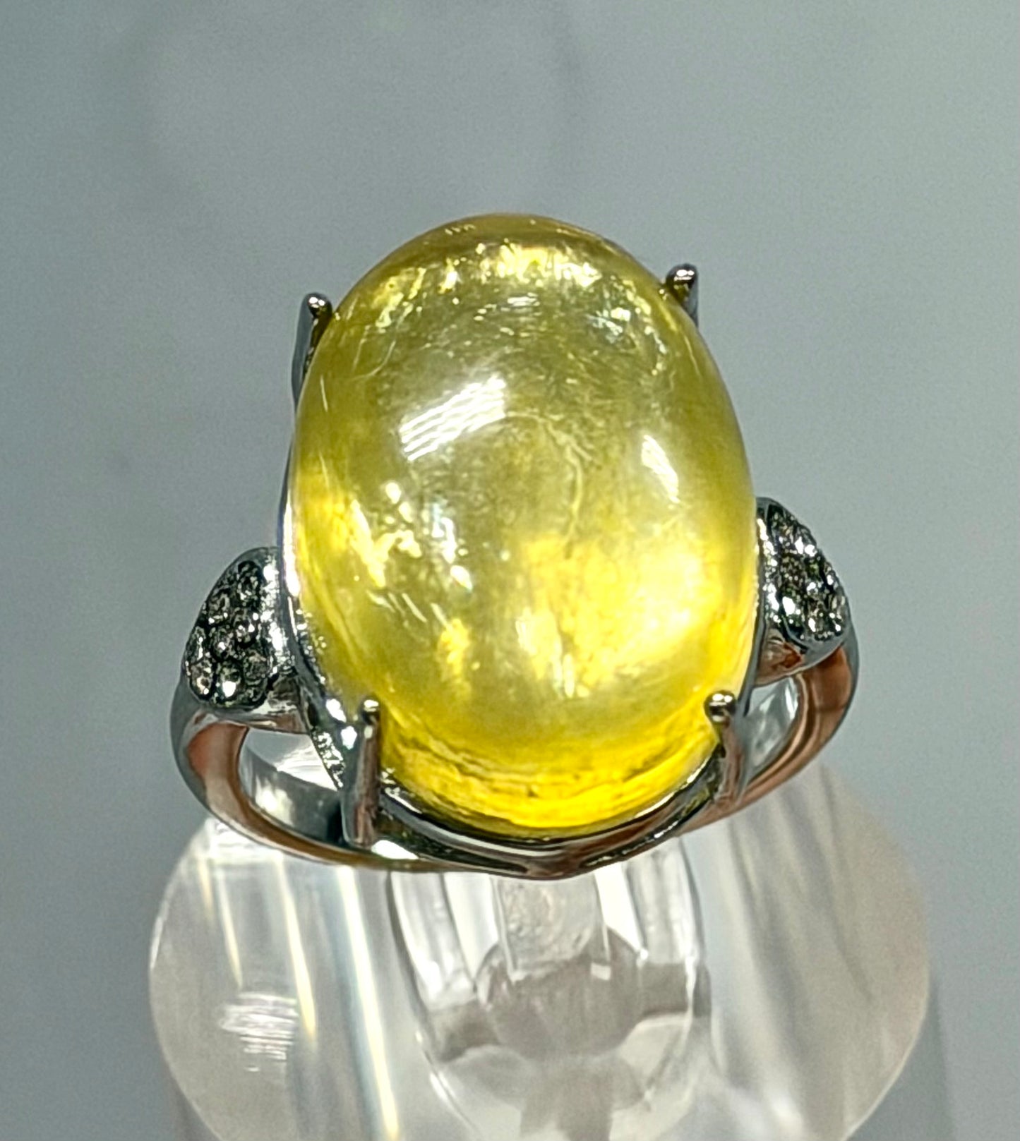 Wholesale Lot 7 pcs Natural Golden Lepidolite Stainless Steel Ring 13x18mm