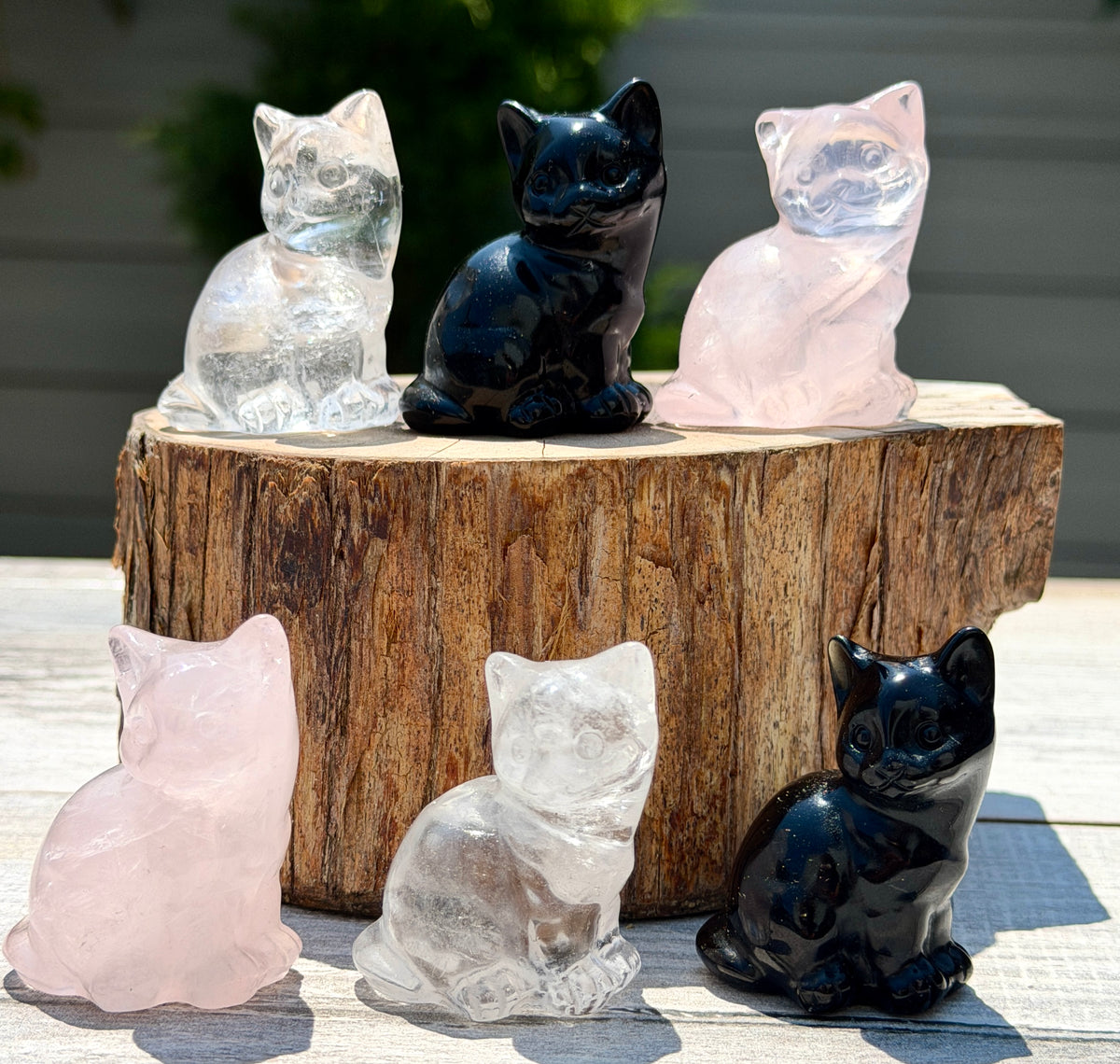 3 PCs Natural Black Obsidian Cats  Crystals healing energy