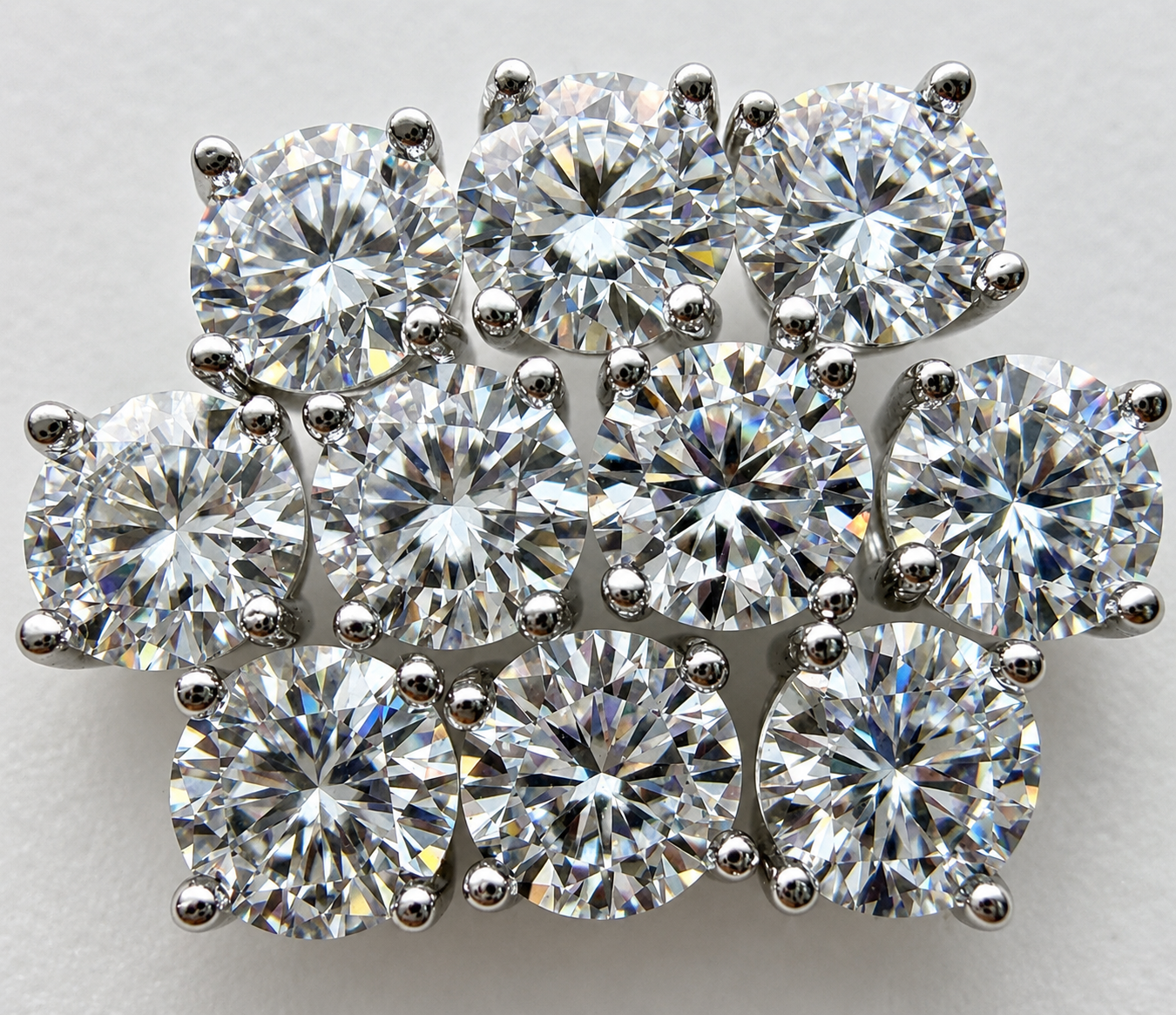 Wholesale Lot 5 Pairs Natural Moissanite Sterling Silver(925) Earring Studs 7.5mm