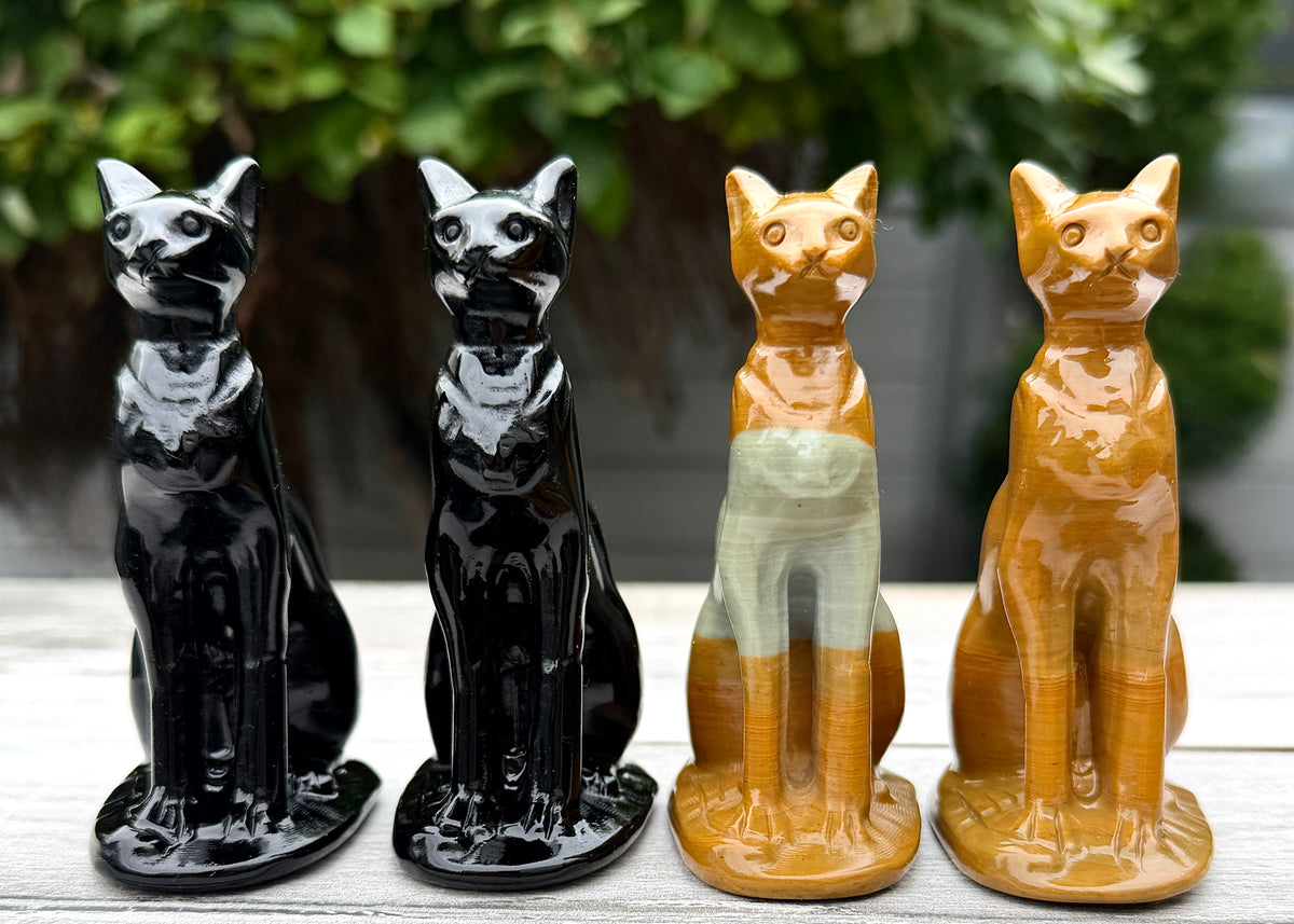 4 PC Mixed Natural Crystals Sphynx Cat Healing Energy