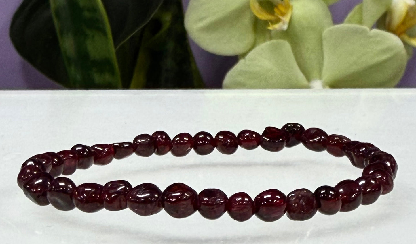 Wholesale 6 Pcs 5mm Natural Garnet 7” Crystal Healing Stretch Bracelet