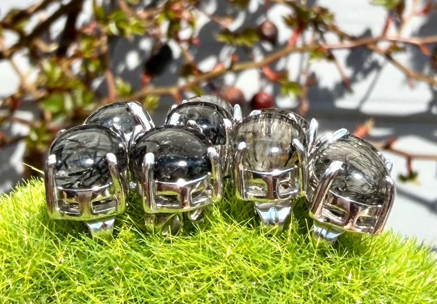 Wholesale Lot 5 Pairs Natural Tourmalinated Quartz Sterling Silver(925) Earring Studs 7x9mm