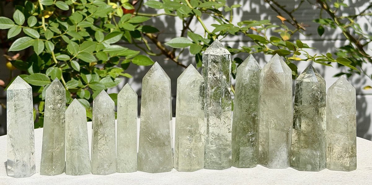 Wholesale Lot 2 Lb Prasiolite Green Amethyst Tower Obelisk Point Crystal Healing