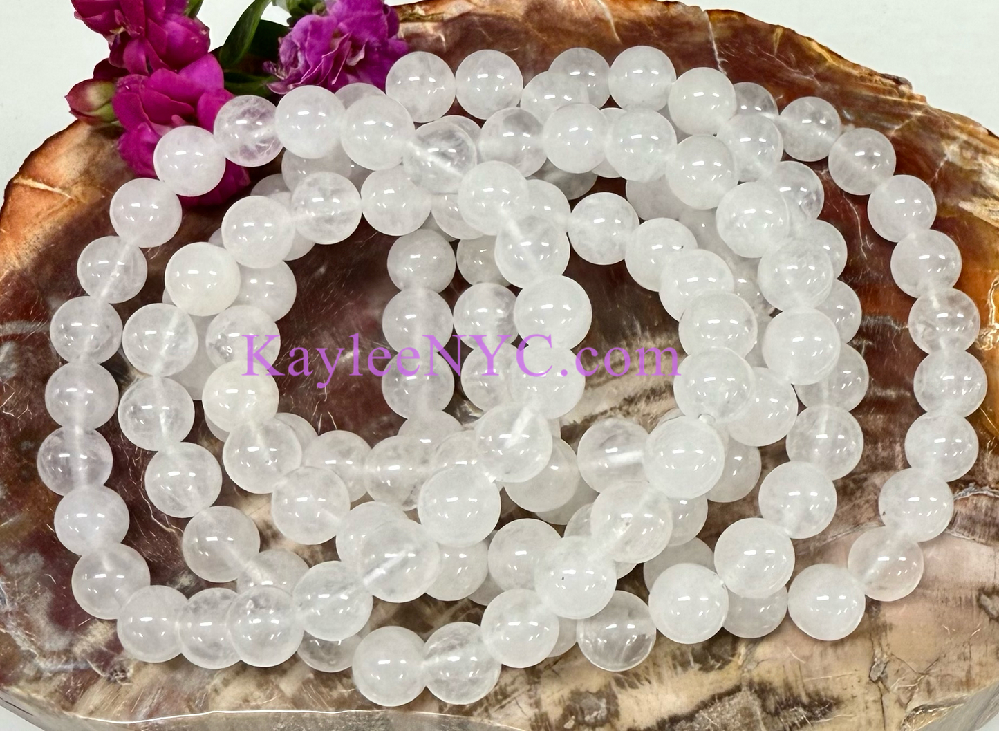 Wholesale 6 Pcs Natural Quartz 8mm 7.5” Crystal Healing Stretch Bracelet