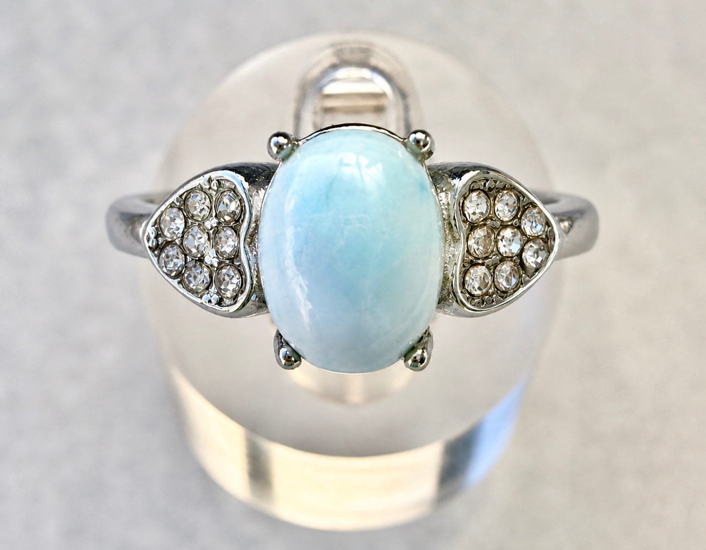 Wholesale Lot 7 pcs Natural Larimar Stainless Steel Ring 6x8mm