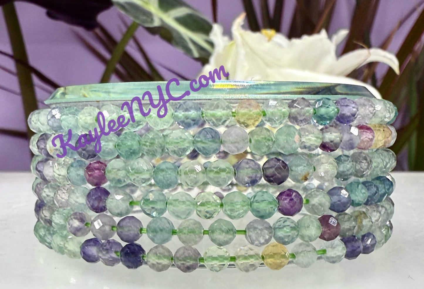 Wholesale Lot 6 Pcs Natural Faceted Fluorite 4mm 7.5” Crystal Healing Stretch Bracelet