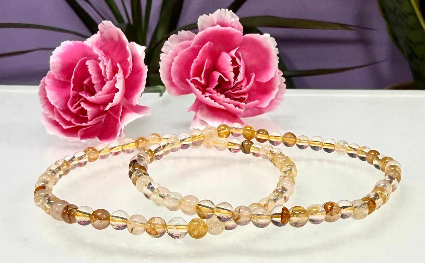 Wholesale Lot 6 Pcs Natural Golden Healer 4mm 7.5” Crystal Healing Stretch Bracelet