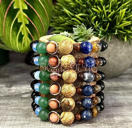 Wholesale 6 Pcs Solar System Crystal Healing Stretch Bracelet 7.5”
