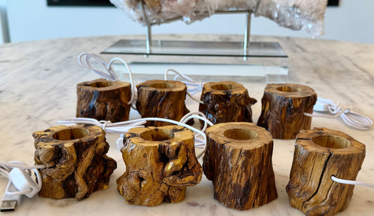 8 pcs PCs USB powered Wooden LED light stand Healing Energy