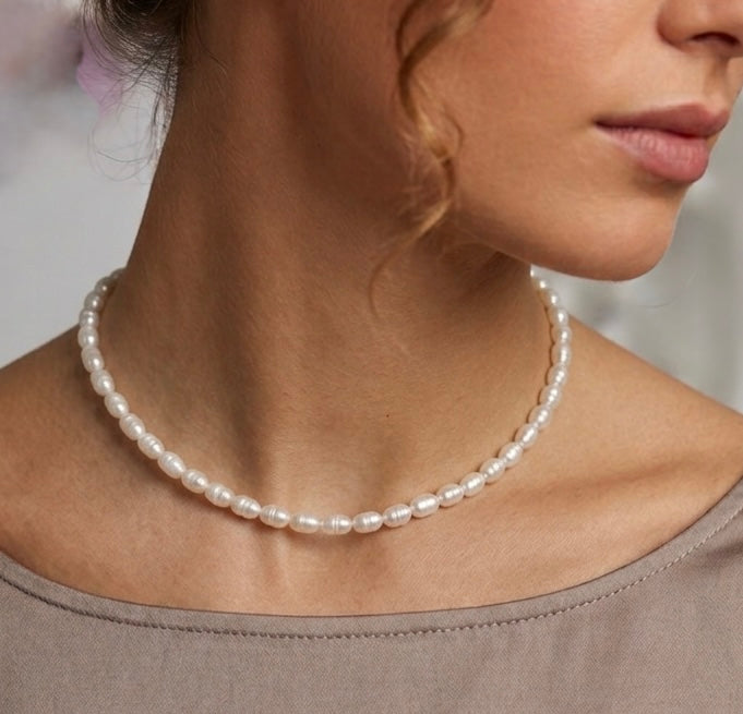 6 PCs 6 pcs ~4.5 Natural Freshwater Pearl Necklace Healing Energy