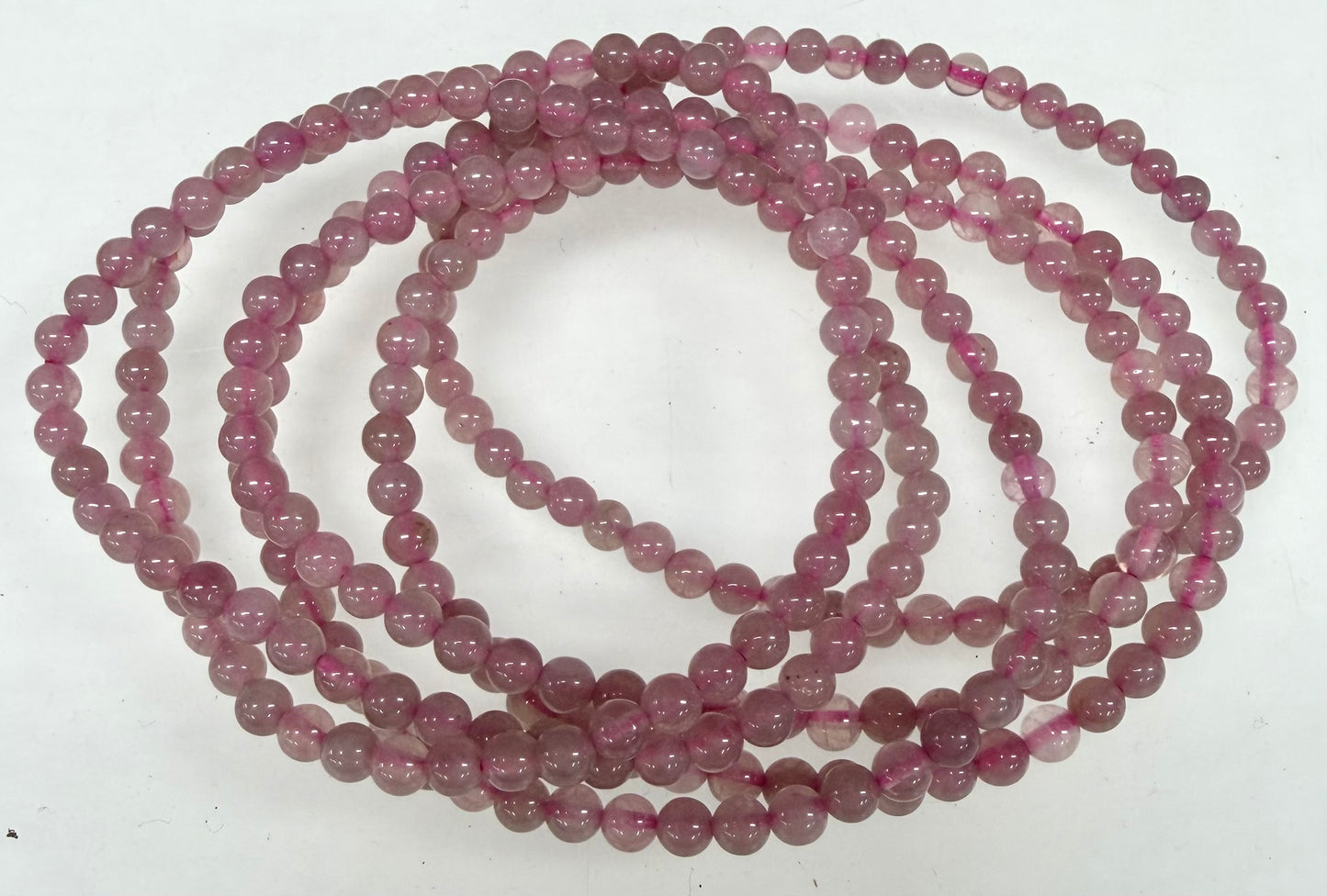 Wholesale 6 Pcs Natural Purple Rose Quartz 4mm 7.5” Crystal Healing Stretch Bracelet