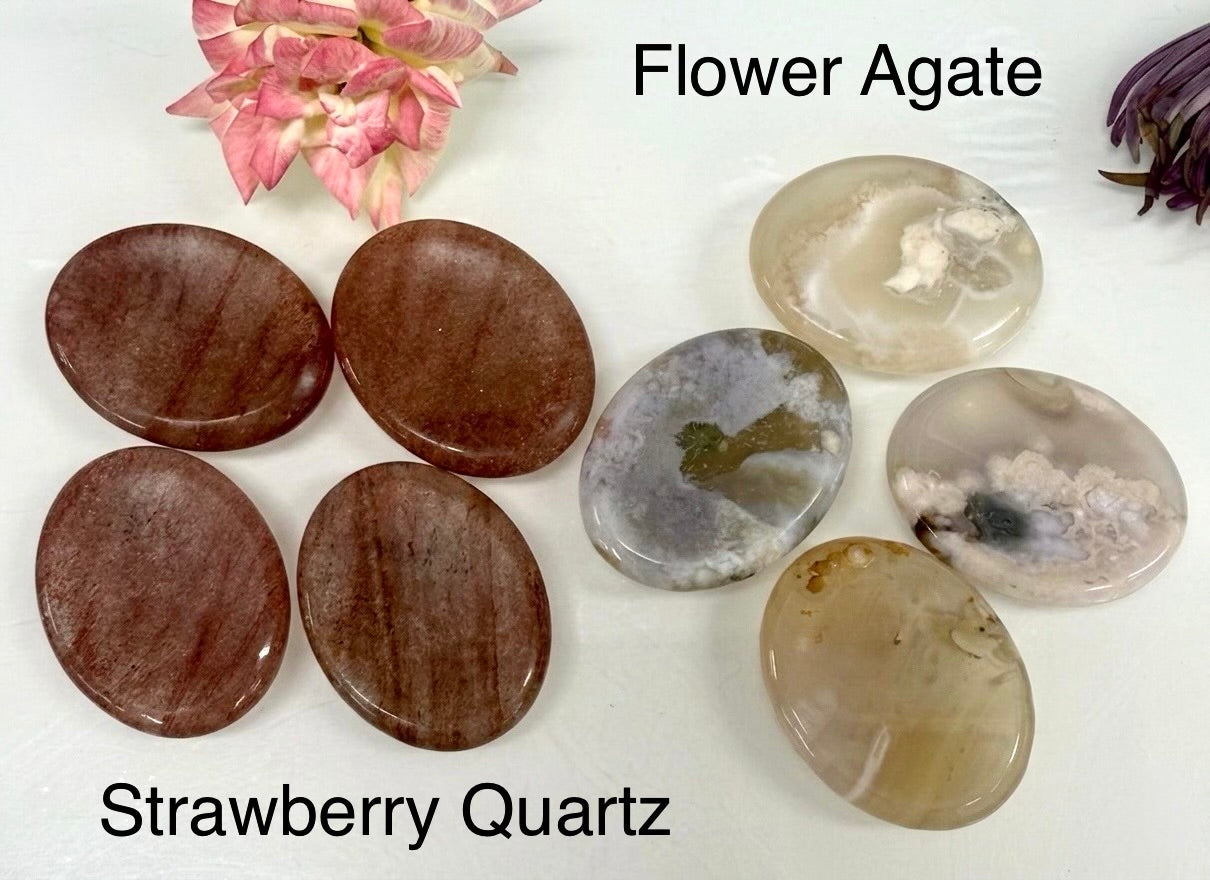 9 PCs Natural Mixed Crystal Worry Stone Healing Energy