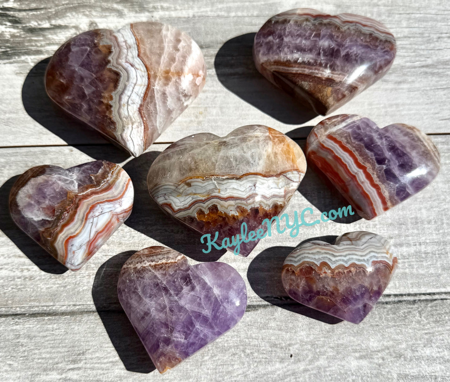 Wholesale 2 Lb Lot Natural Amethyst Lace Agate Heart Crystal Energy