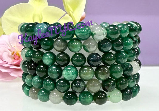 6pcs 8mm Natural Green Lepidolite Stretch Bracelet 7.5”
