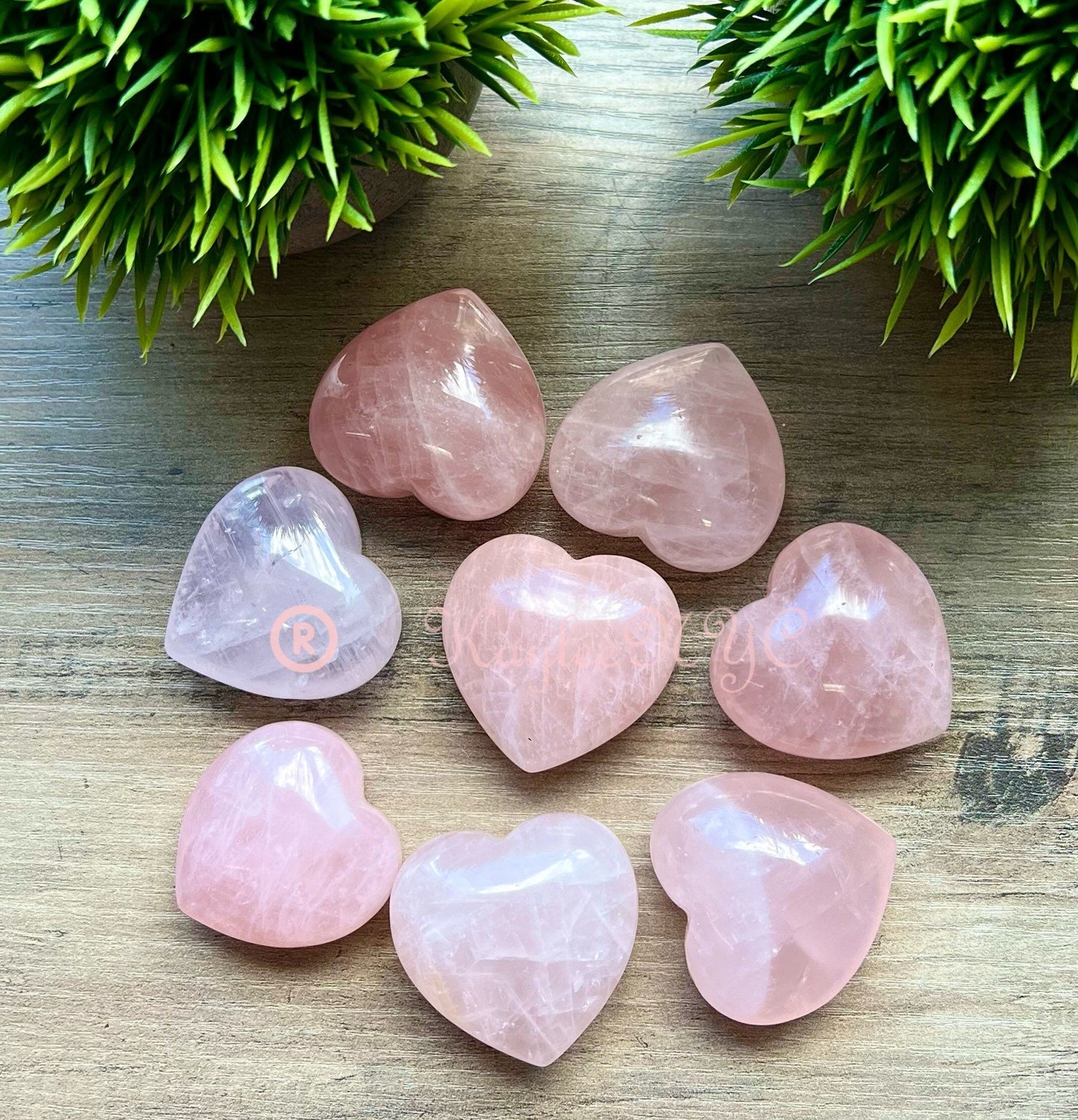 Wholesale Lot 8 Pcs Natural Rose Quartz Crystal Heart Healing Energy