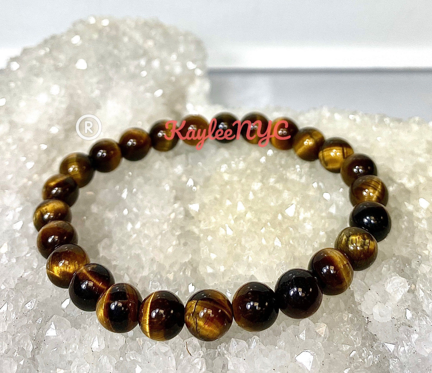 Wholesale 6 Pcs Natural Tiger Eye 8mm 7.5” Crystal Healing Stretch Bracelet