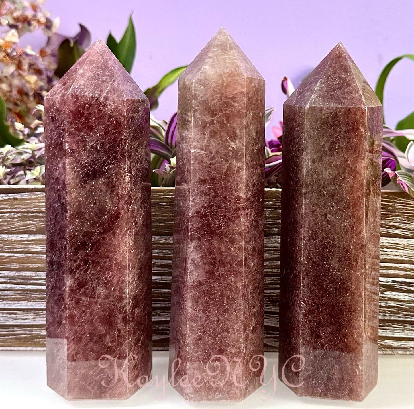 Wholesale Lot 3 pcs large Natural Strawberry Quartz Obelisk Tower Point Crystal Healing