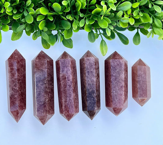 Wholesale Lot 1 Lb Natural Strawberry Quartz Double Terminated Point Crystal Healing Energy