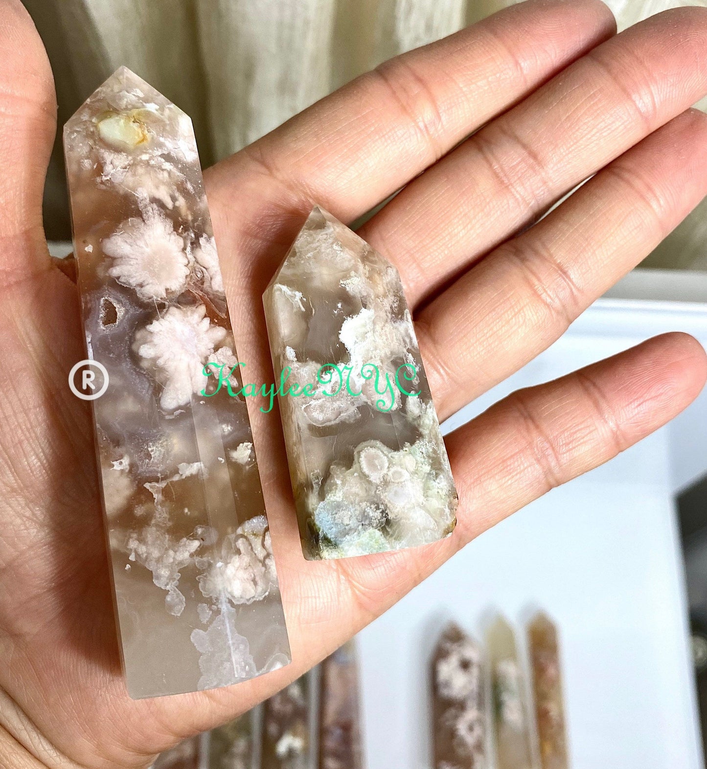 Wholesale Lot 1 Lb Natural Flower Agate Obelisk Point Crystal Healing Energy