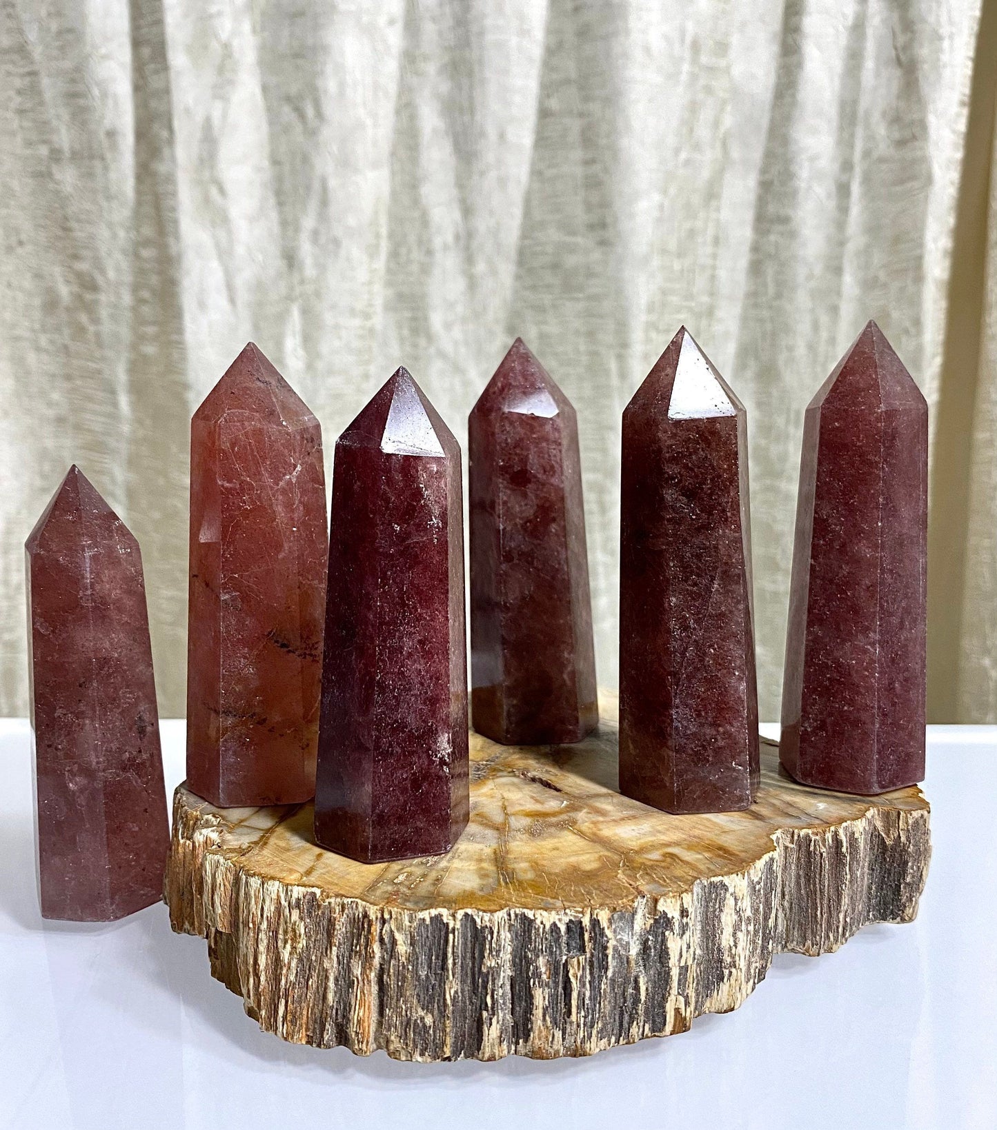 Wholesale Lot 1 lb Natural Strawberry Quartz Obelisk Tower Point Crystal Healing Energy