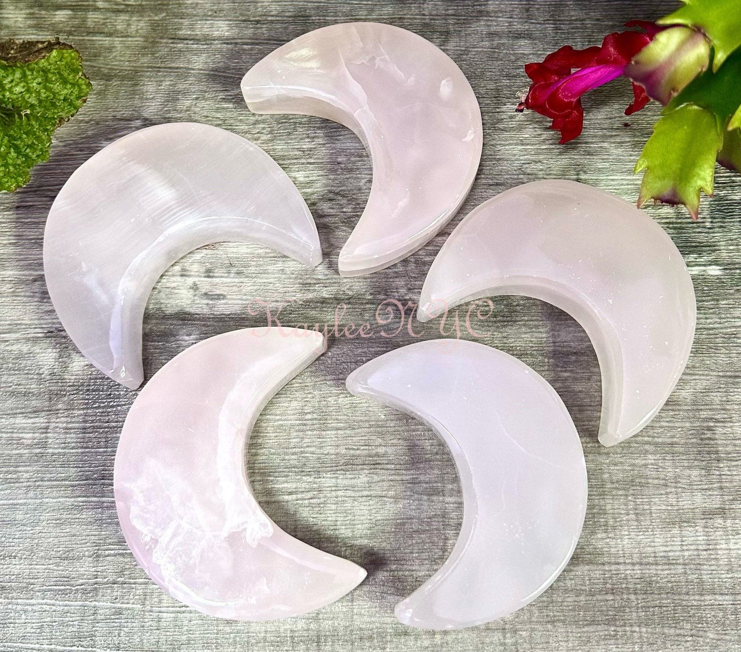 Wholesale Lot 5 PCs Natural Mangano Calcite Moons Crystal Nice Quality Healing Energy