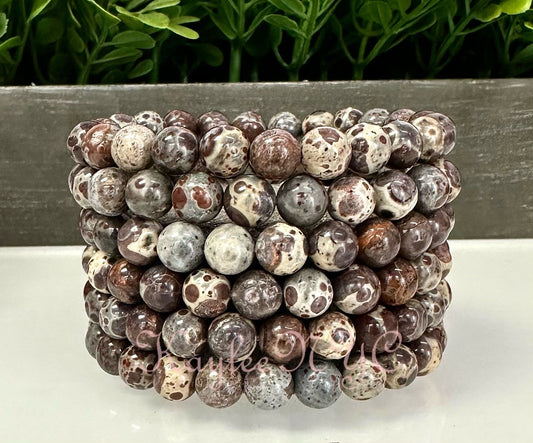 Wholesale 6 Pcs Natural Asteroid Jasper 8mm 7.5” Crystal Stretch Bracelet