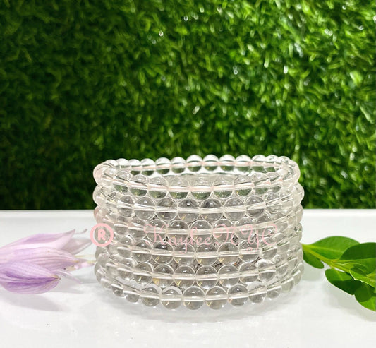 Wholesale 6 Pcs Natural Clear Quartz 6mm 7.5” Crystal Healing Stretch Bracelet