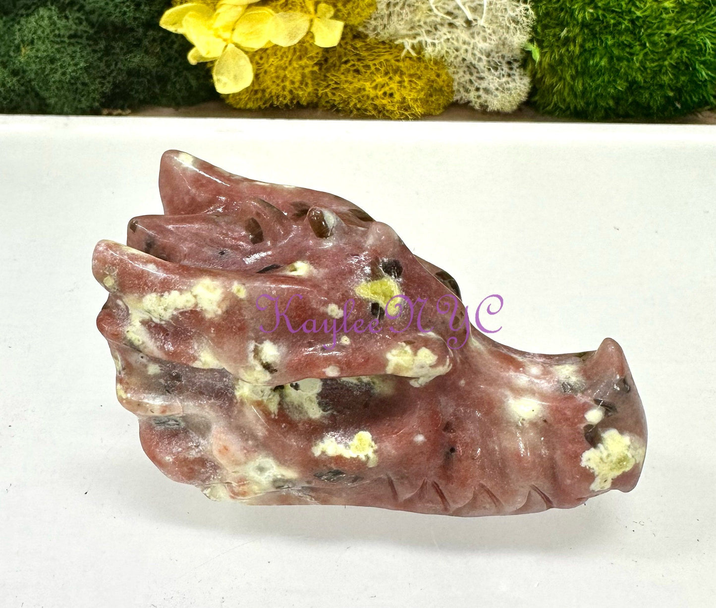 Wholesale Lot 4 Pcs 8cm Natural Red Aventurine with Serpentine Dragon Heads Healing Energy