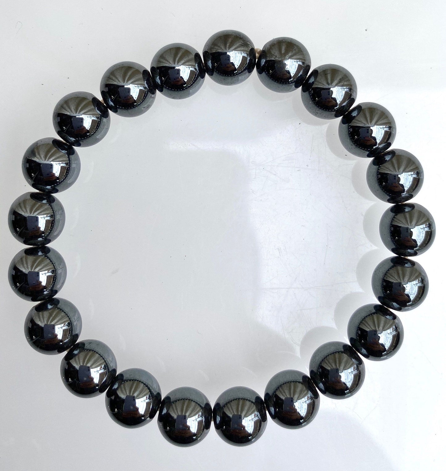 Wholesale Lot 6 Pcs Natural Hematite 10mm 7.5" Crystal Healing Stretch Bracelet