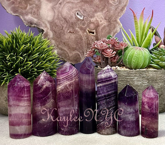 Wholesale Lot 2 Lbs Natural Magenta Fluorite Cylinders Tower Point Crystal Energy