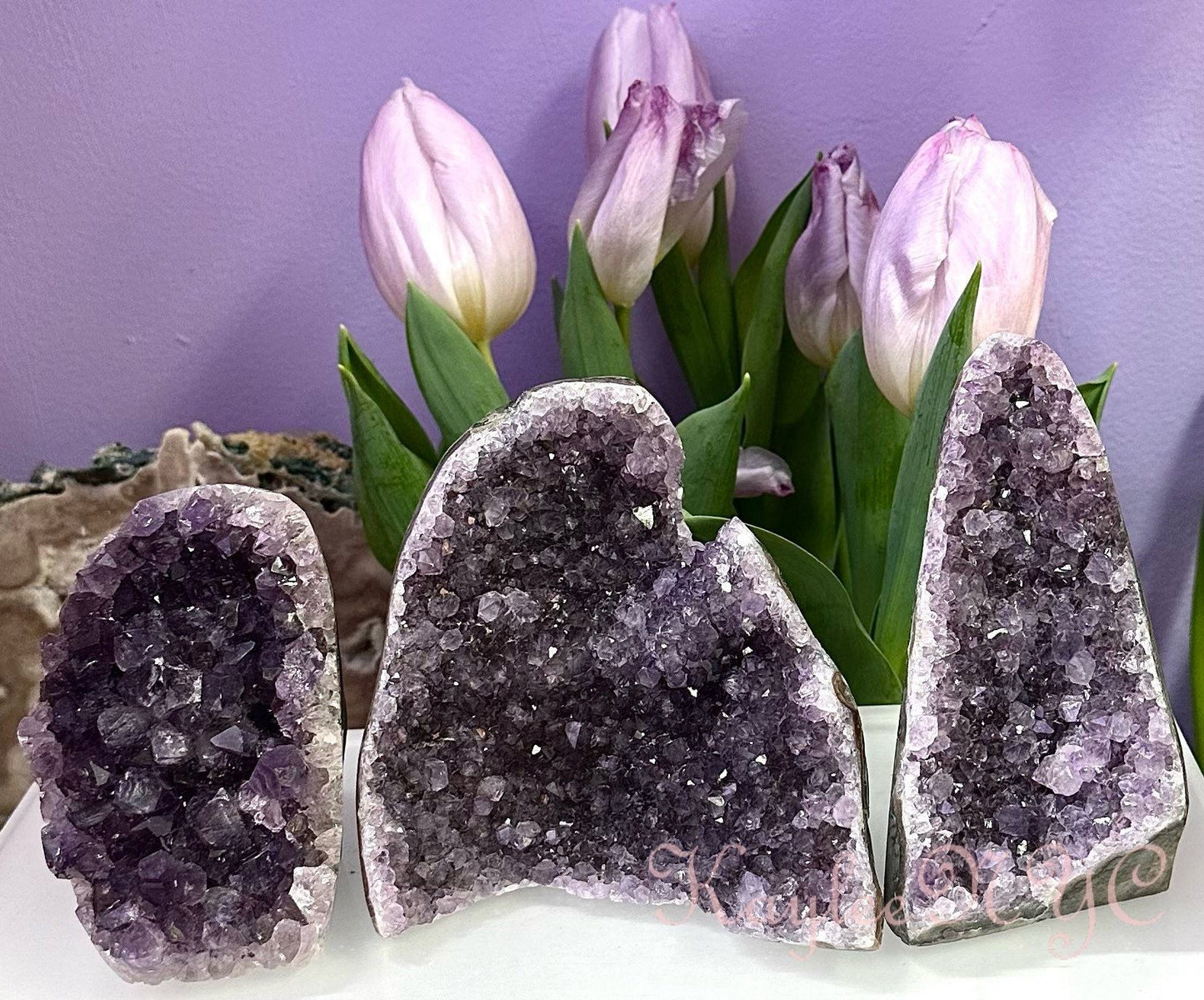 Wholesale Lot 2-3 PCs NaturalAmethyst cut base 4.8-5lbs Healing Energy