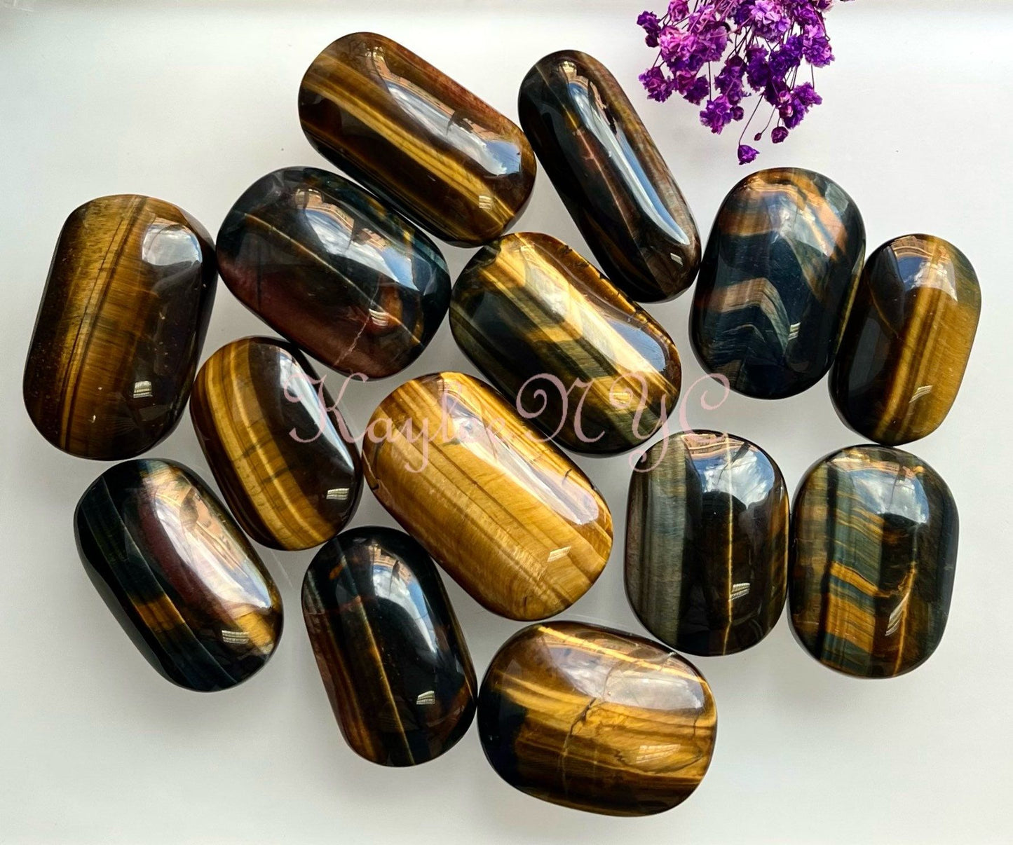 Wholesale Lot 2 Lbs Natural Tiger Eye Palm Stone Crystal Nice Quality