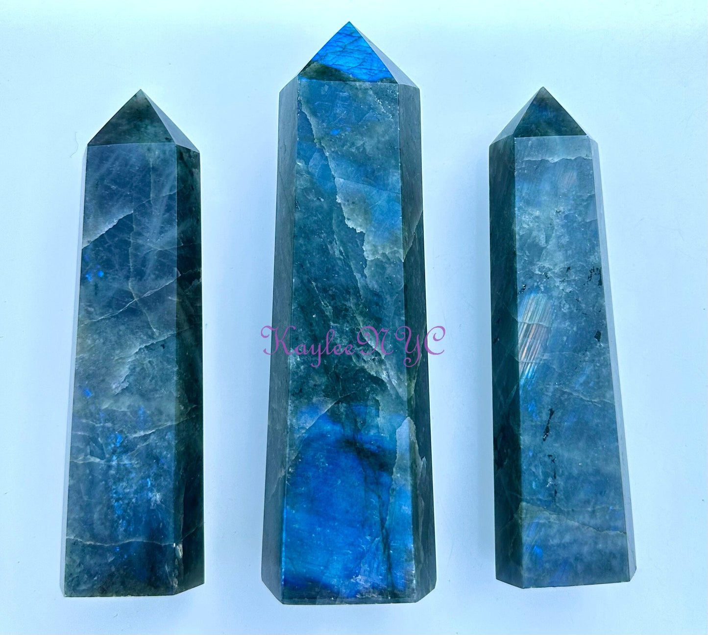 Wholesale Lot 3 pcs Natural Labradorite obelisk Tower Point Crystal Healing Energy 1.85-2lbs