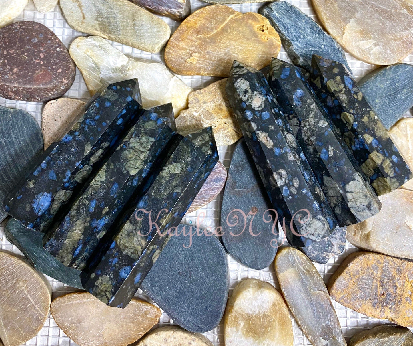 Wholesale Lot 2 Lbs Natural Blue Que Sera Aka Llanite Obelisk Tower Point Crystal Energy