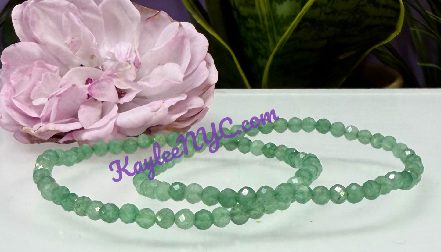 Wholesale Lot 6 Pcs Natural Faceted Aventurine 4mm 7.5” Crystal Healing Stretch Bracelet
