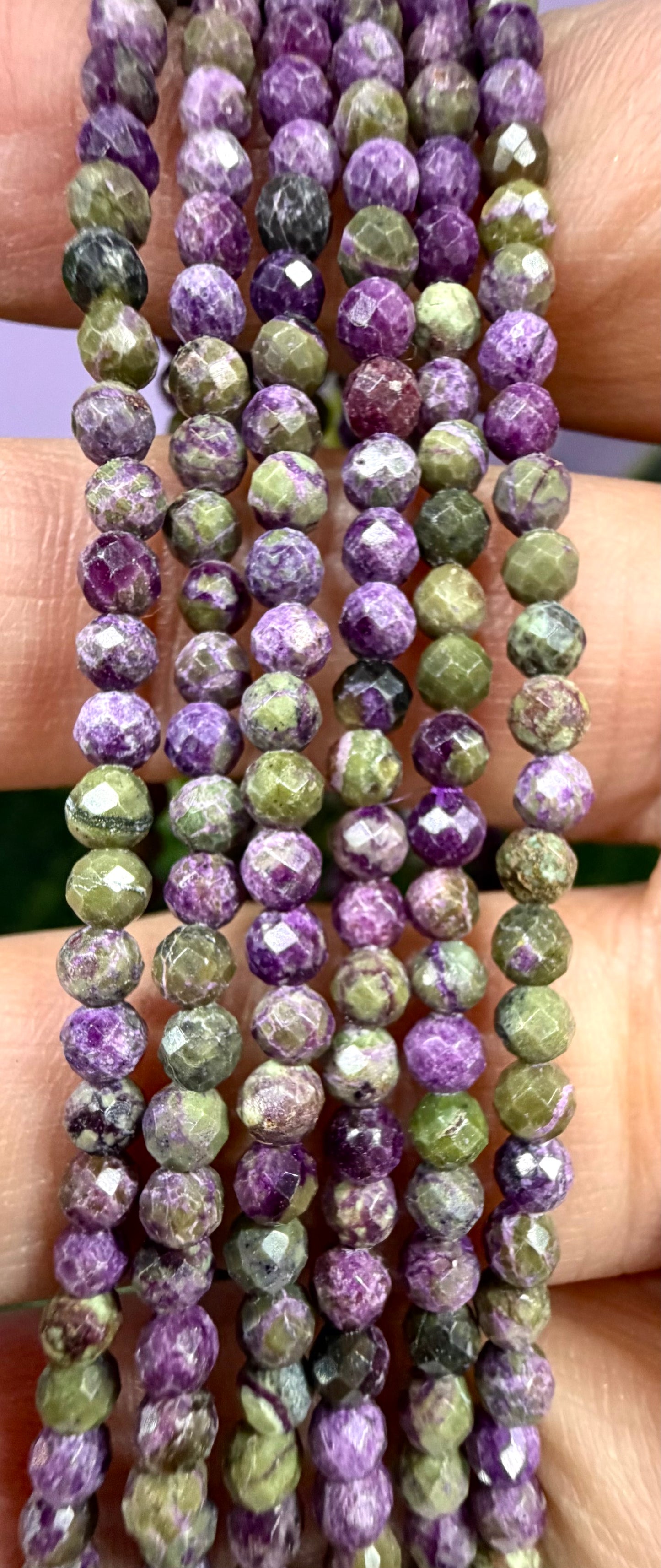 6 PCs Natural Atlantisite Faceted 3.5mm Stretch Bracelet 7.5”