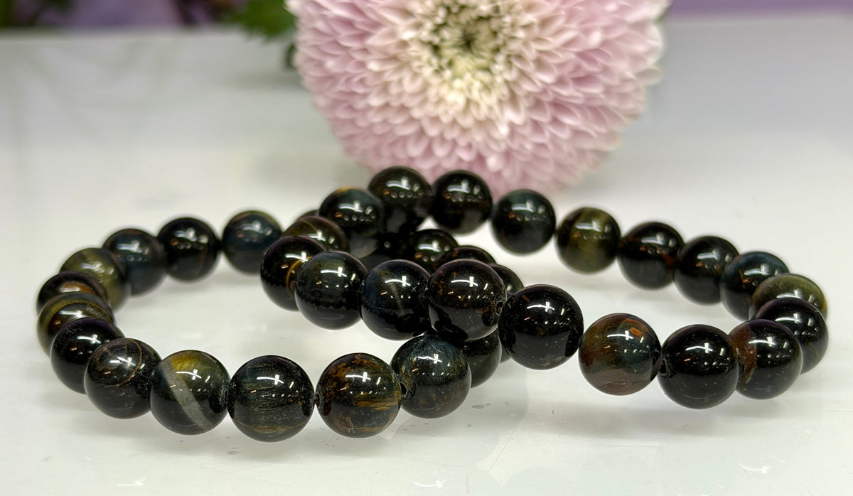Wholesale Lot 6 Pcs Natural Blue Tiger Eye 10mm 8” Stretch Bracelet