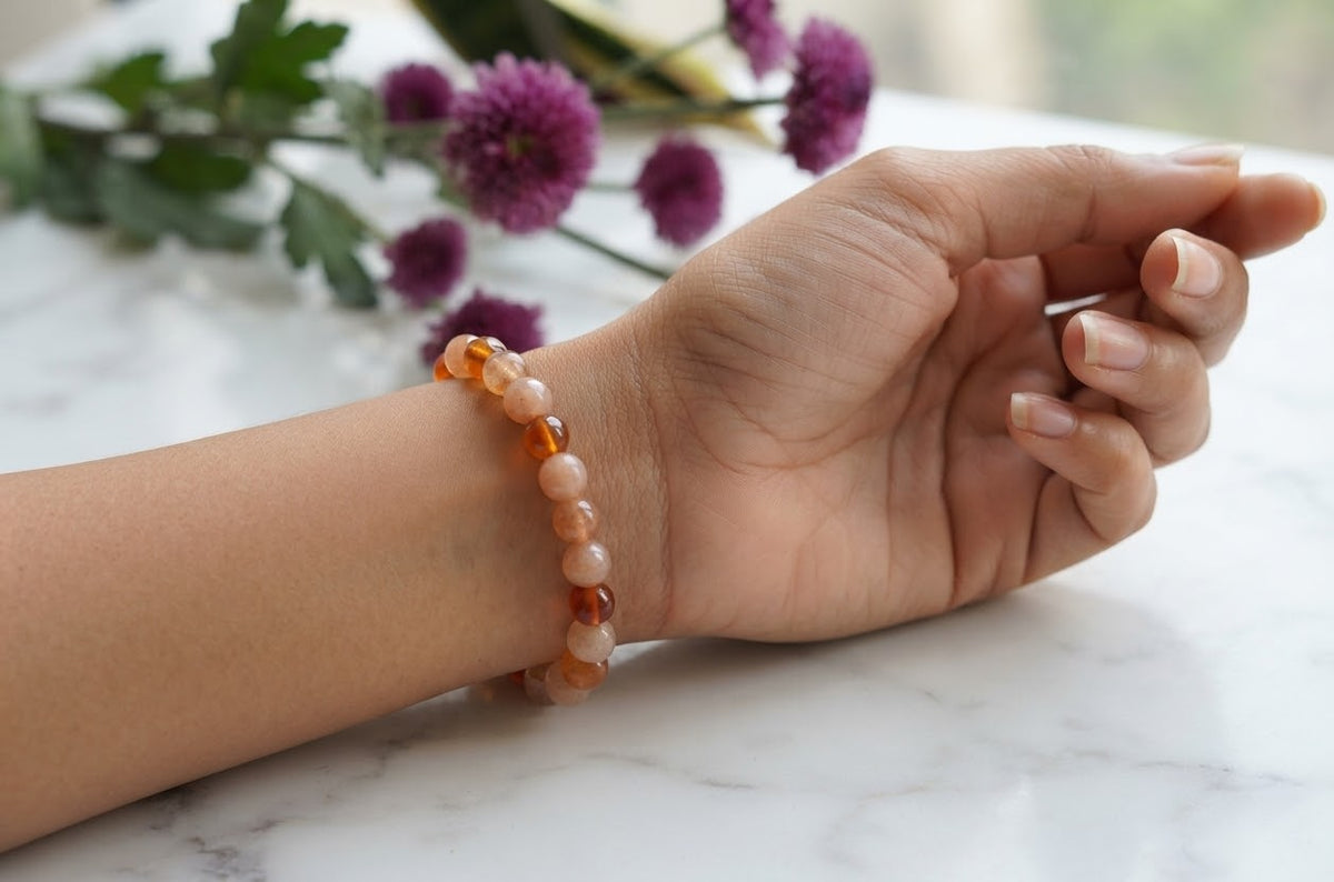 Wholesale 6 Pcs 6mm Natural Crystal Sacral Chakra Healing Stretch Bracelet 7.5”