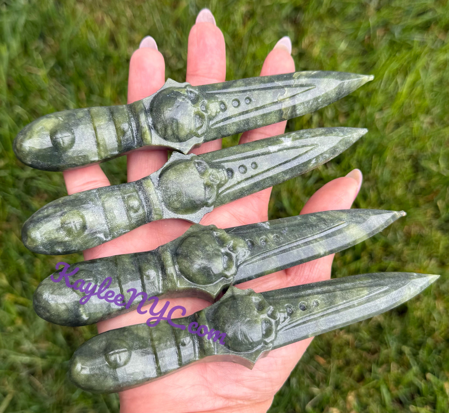 Wholesale Lot 4 pcs Natural Nephrite Jade Knife Crystals Healing Energy