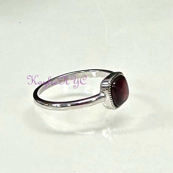 7 PCs Natural Garnet White Bronze Ri g