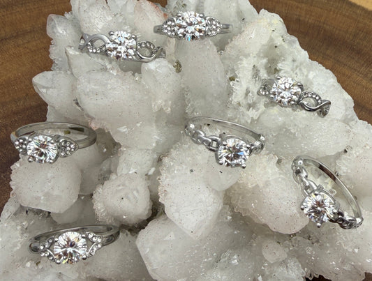 Wholesale Lot 7 Pcs Natural Moissanite Stainless Steel(316) rings 4mm