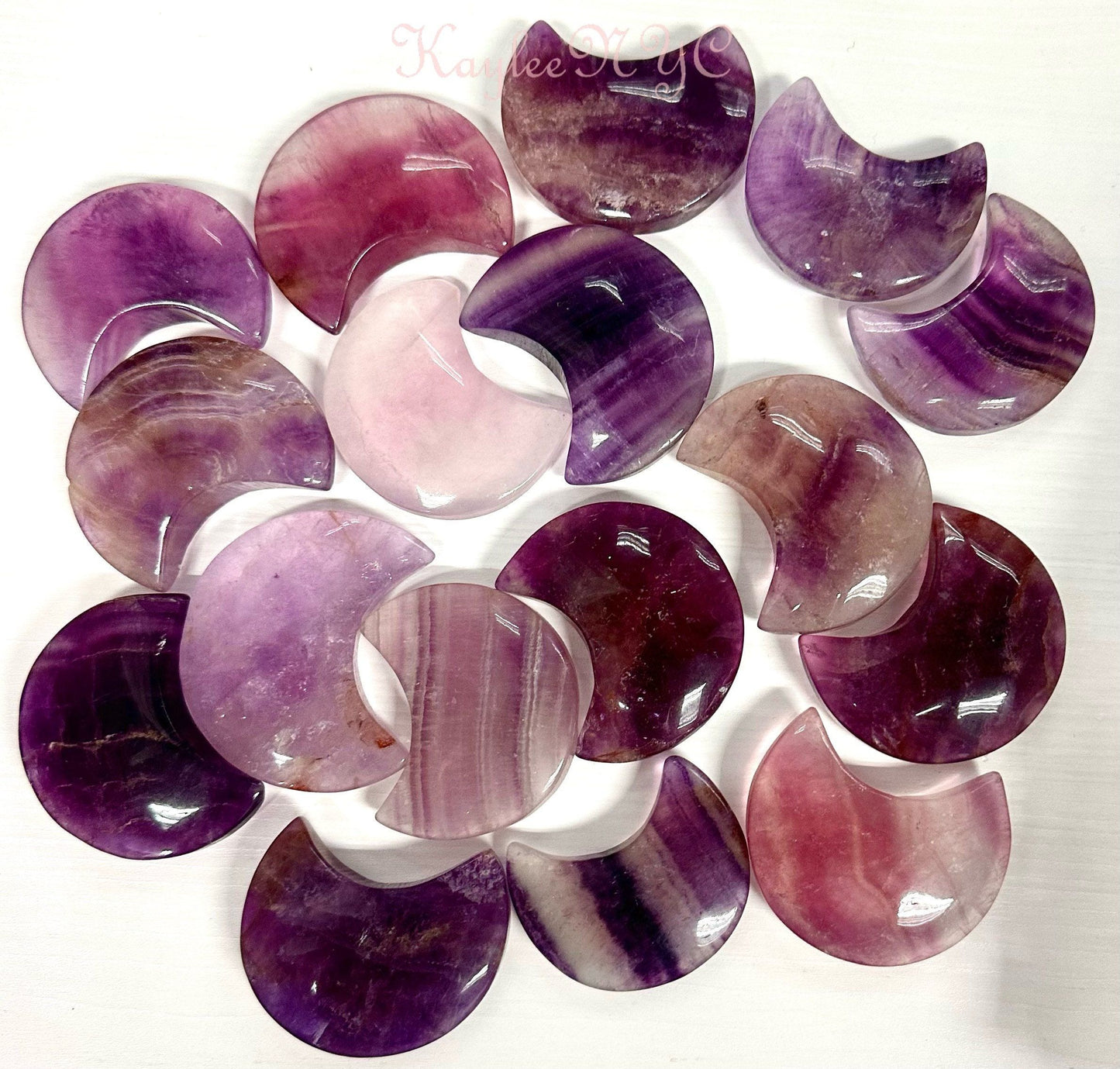 Wholesale Lot 2 lbs Natural Magenta Fluorite Moon Crystal Healing Energy