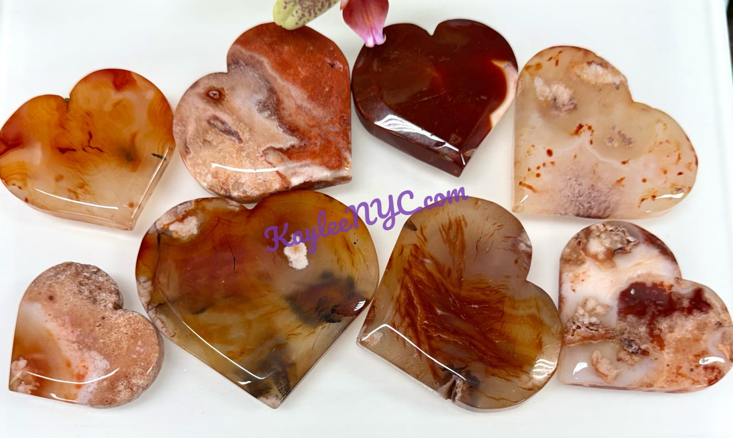Wholesale Lot 2 lbs Natural Carnelian Flower Agate Heart Crystal Healing Energy